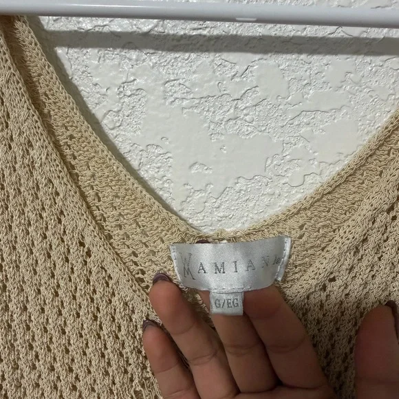 Amiani Swim Crochet/Knit Cover Up Beige - Picture 6 of 6